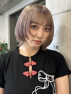 サンクプロジェクト(cinq PROJECT) 韓国風顔周りレイヤーカットミルクティーベージュブラウンカラー