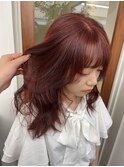 暖色カラー ブリーチカラー ピンクオレンジ
