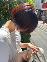 ミュラ(mulah)&nbsp;暖色カラーチェリーピンク＊ボルドーカラー丸みショートヘア