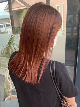 ラ メール ヘア デザイン(La mer HAIR DESIGN) オレンジブラウンカッパーオレンジ切りっぱなしボブグレージュ