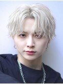 ホワイトミルクティーブリーチ韓国フェザーパーマセンターパート