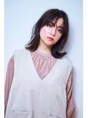 【50代髪型】外ハネミディアムボブ×ダークアッシュブラウン