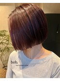 【mimura】ミニボブ　切りっぱなしボブ　赤髪　チェリーレッド