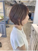 ミセスにも似合うショート長めまるみショートボブ赤羽美容室