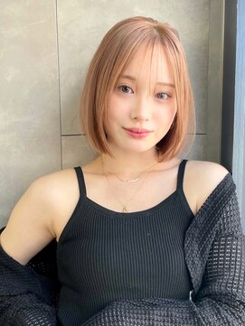 トルネード(TORNADO) 丸顔 切りっぱなしボブ ミルクティーベージュM20250919