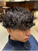 波巻きパーマ波巻きスパイラルパーマラウンドマッシュ眉毛