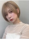マレットヘアハイライト髪質改善オリーブグレーココアベージュ
