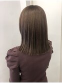 マロンベージュ×ミディ