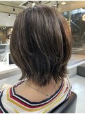 ボブウルフ×ハイライト×グレーカラー×トリートメント