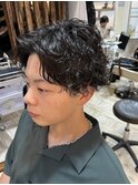 波巻きパーマツイストパーマメンズツーブロック