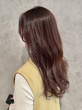 エアー 青山(AIR) ブリーチなしピンクベージュロングレイヤー艶髪