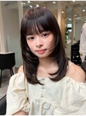 前髪カタログアンブレラカラーこなれミディウェーブパーマ大宮
