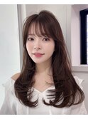 ミニウルフレイヤーカット顔周りカット前髪カット韓国ロング