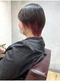 【吉田江梨】ピンクインナーカラーケアブリーチ暖色人気ショート