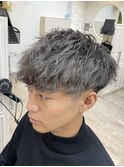 波パーマ　マッシュ　ツーブロック