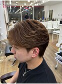 ワックスなしツーブロックメンズセンターパートニュアンスパーマ