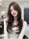 韓国風くびれレイヤー × 透け感グレージュ
