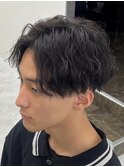 フェザーパーマサーフカール刈り上げセンターパート