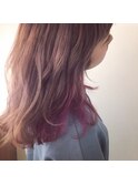 ピンクベージュ＊ピンクバイオレットのインナーカラーロブ