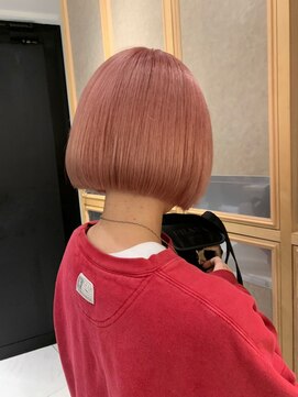 ヘアサロン ガリカ 表参道(hair salon Gallica) 【柴田優香】ぷつっとボブ大人ショートピーチピンク小顔<表参道>