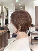 【白髪ぼかしハイライト】丸みショートボブ