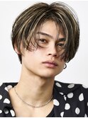 フェミニンハイライトローライトセンターパート