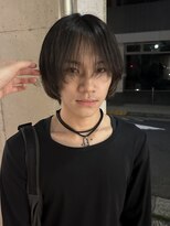 =メンズボブ/メンズロング/ダークアッシュ/ニュアンスパーマ