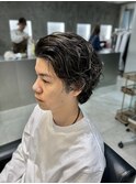 【メンズ】スパイラルパーマ×細めハイライト