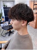 栃木緩め波巻きパーマシャドウパーマメンズマッシュウルフカット