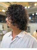 メンズボブパーマレイヤーボブカーリーパーマ