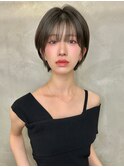 大人可愛い20代30代40代黒髪前下がりショートボブ丸みショート◎