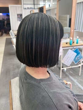 プログレス フレスポ富沢店(PROGRESS) 細めハイライト/コントラストハイライト/白髪ぼかし/ボブ