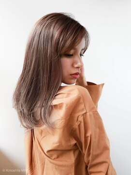 ルティア(Lutia) デザインカラー 無造作カール ピンクベージュ★★