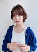 大人ショートボブ マッシュ 外ハネ 前髪あり 面長丸顔 K1001