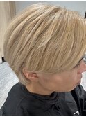 【メンズ】マッシュウルフ×ホワイトミルクティーベージュ