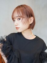 顔まわりレイヤー/切りっぱなし/ピンクブラウン