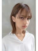 大人かわいい前髪セシルカットココアブラウンフリンジウェーブ