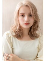 カバーヘア ブリス 大宮西口(COVER HAIR bliss) ハイトーンカラーバレイヤージュ波巻き金髪かきあげロングX大宮