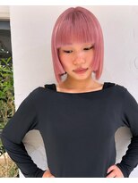 スタン 渋谷(Stam)&nbsp;ミルクティーピンクアッシュカラータッセルボブ前下がりボブ