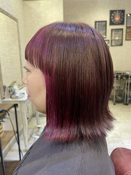 ヘアリゾート クオリア(hair resort Quaria by piece) ハイトーンインナーカラーピンクパープルフェイスフレーミング