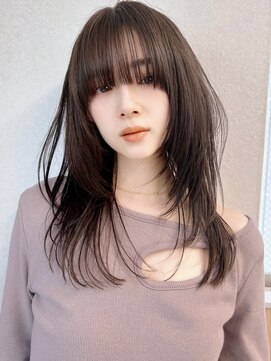 サンド ミュウ 横浜店(sand mieu) くびレイヤーボブルフネビージュ小顔ワンレンこなれミディ