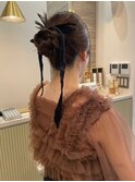 アレンジ　艶髪　髪質改善　ヘアセット　編みおろし　顔まわり
