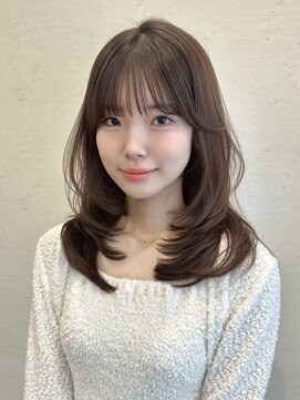 ライン(LINE) 韓国風/レイヤー/前髪カット/オリーブ/透明感/ハッシュカット