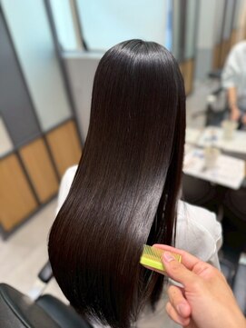 髪質改善ストレート/ココアベージュ/小顔カット