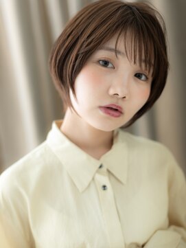 カバーヘア イヴ 戸頭店(COVER HAIR EVE) オリーブベージュ切りっぱなしショートボブレイヤー30代Te2