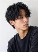 メンズセンターパート×毛流れニュアンスパーマ