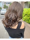 モカアッシュブラウン　× セミロング