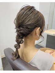 ミディアム編みおろし/結婚式ヘアアレンジ