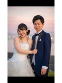 編みおろしの髪を丸めてアップスタイルに！