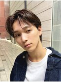艶センターパートニュアンスパーマダークアッシュ韓国マッシュ